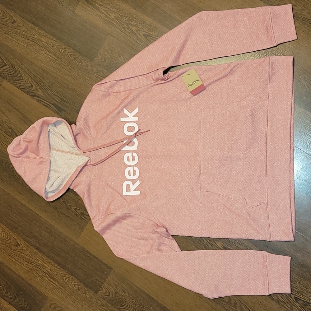 Reebok Cotton Blend Pink Hooded Sweatshirt Sz M